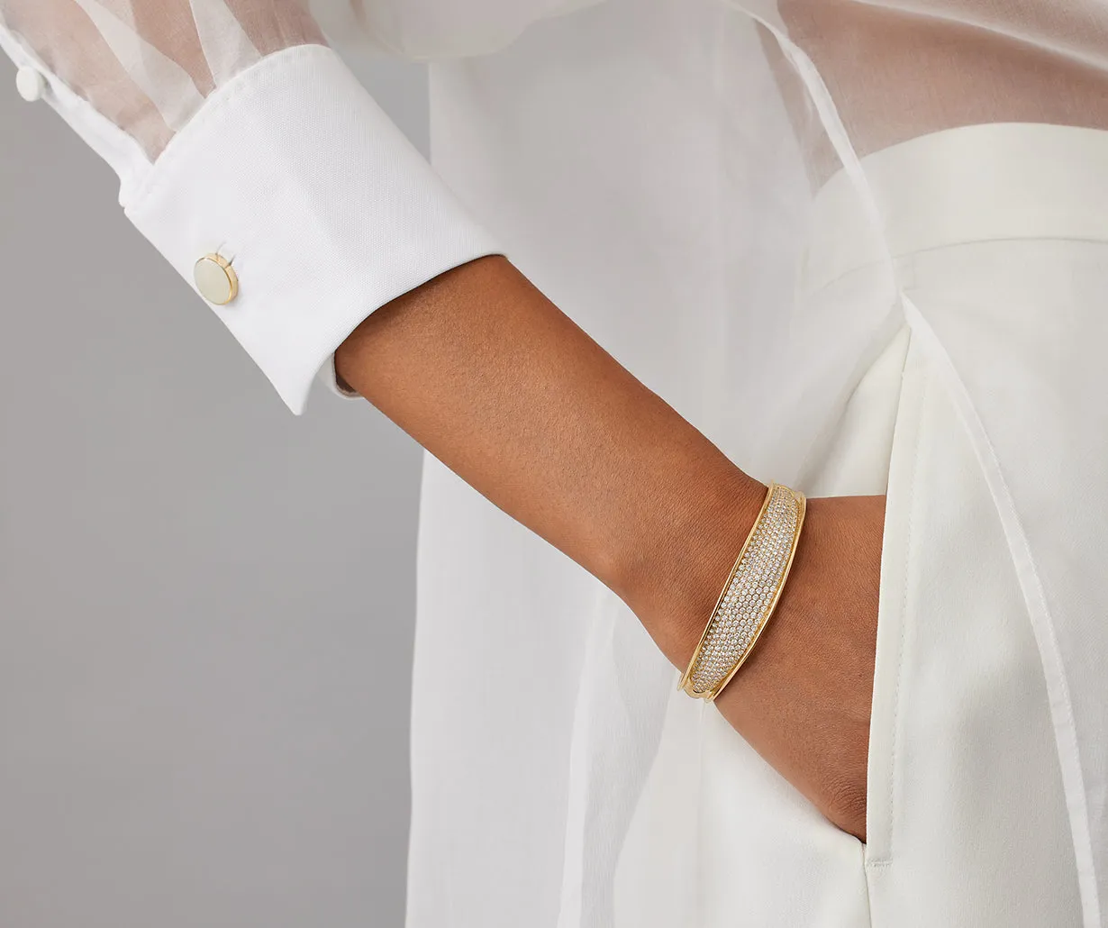 18K Yellow Gold and Diamond Pavé Bangle
