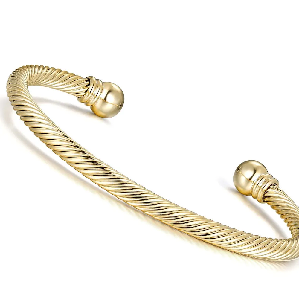 4mm Gold Filled Bonded Twisted Torque Bangle Adjustable