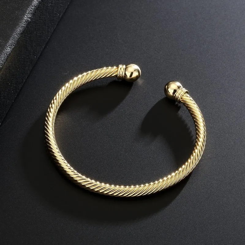 4mm Gold Filled Bonded Twisted Torque Bangle Adjustable