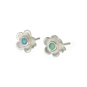 Banyan Silver Flower Stud with Blue Opalite