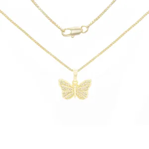 Butterfly 4 Cubic Zirconia Pendant With 14K Gold Filled Necklace Set