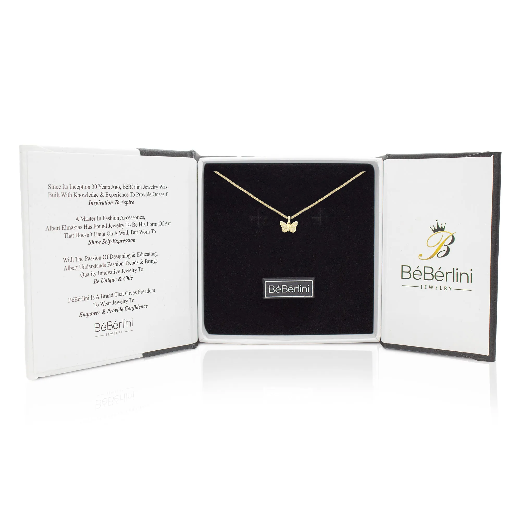 Butterfly 4 Cubic Zirconia Pendant With 14K Gold Filled Necklace Set
