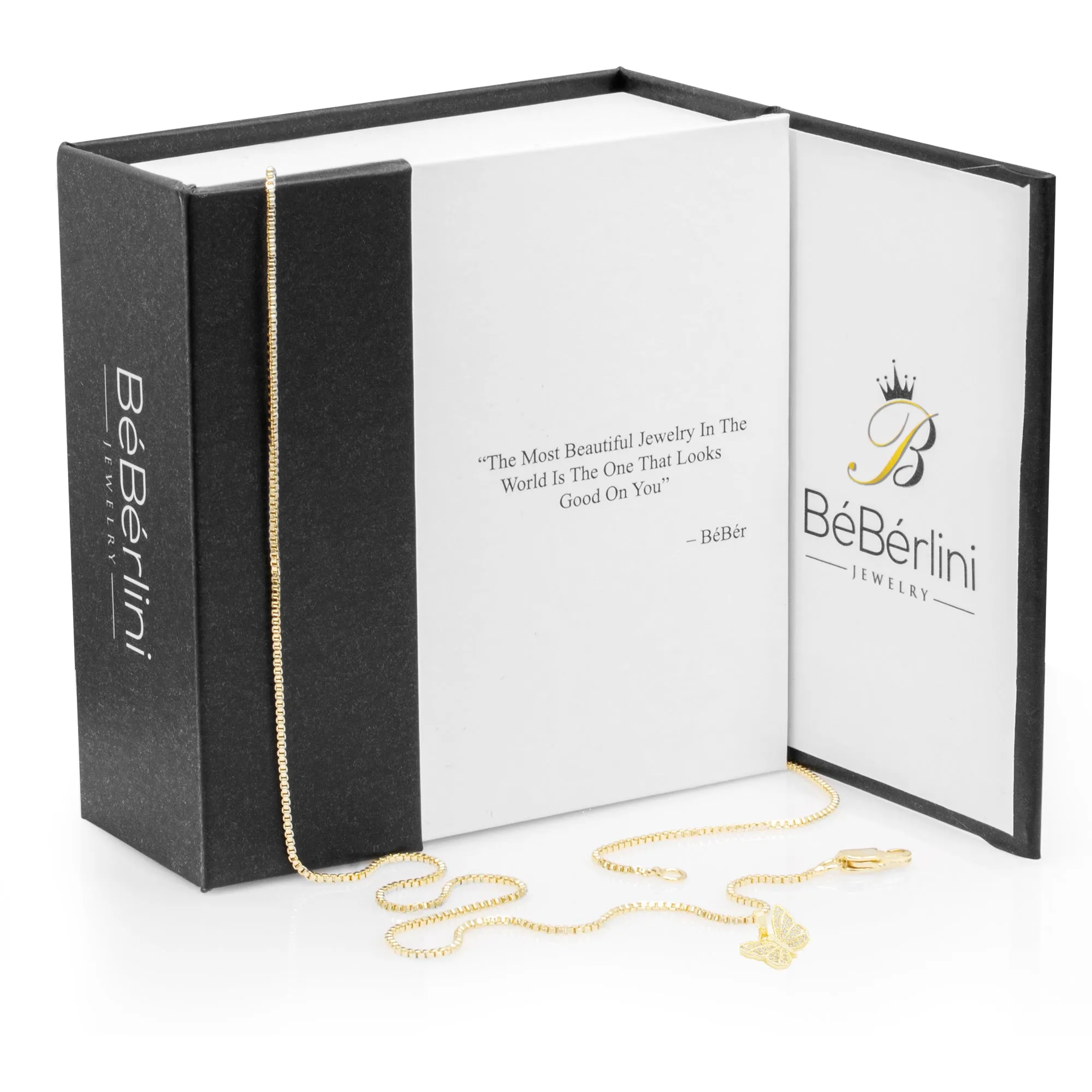 Butterfly 4 Cubic Zirconia Pendant With 14K Gold Filled Necklace Set