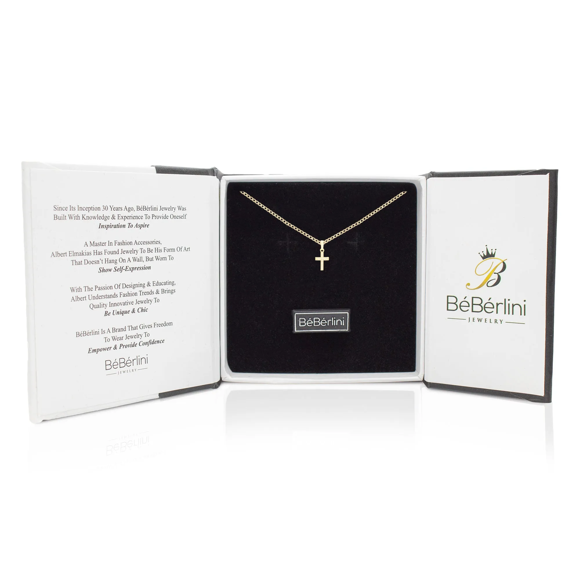 Cross 1 Cubic Zirconia Pendant 14K Gold Filled Chain Necklace Set