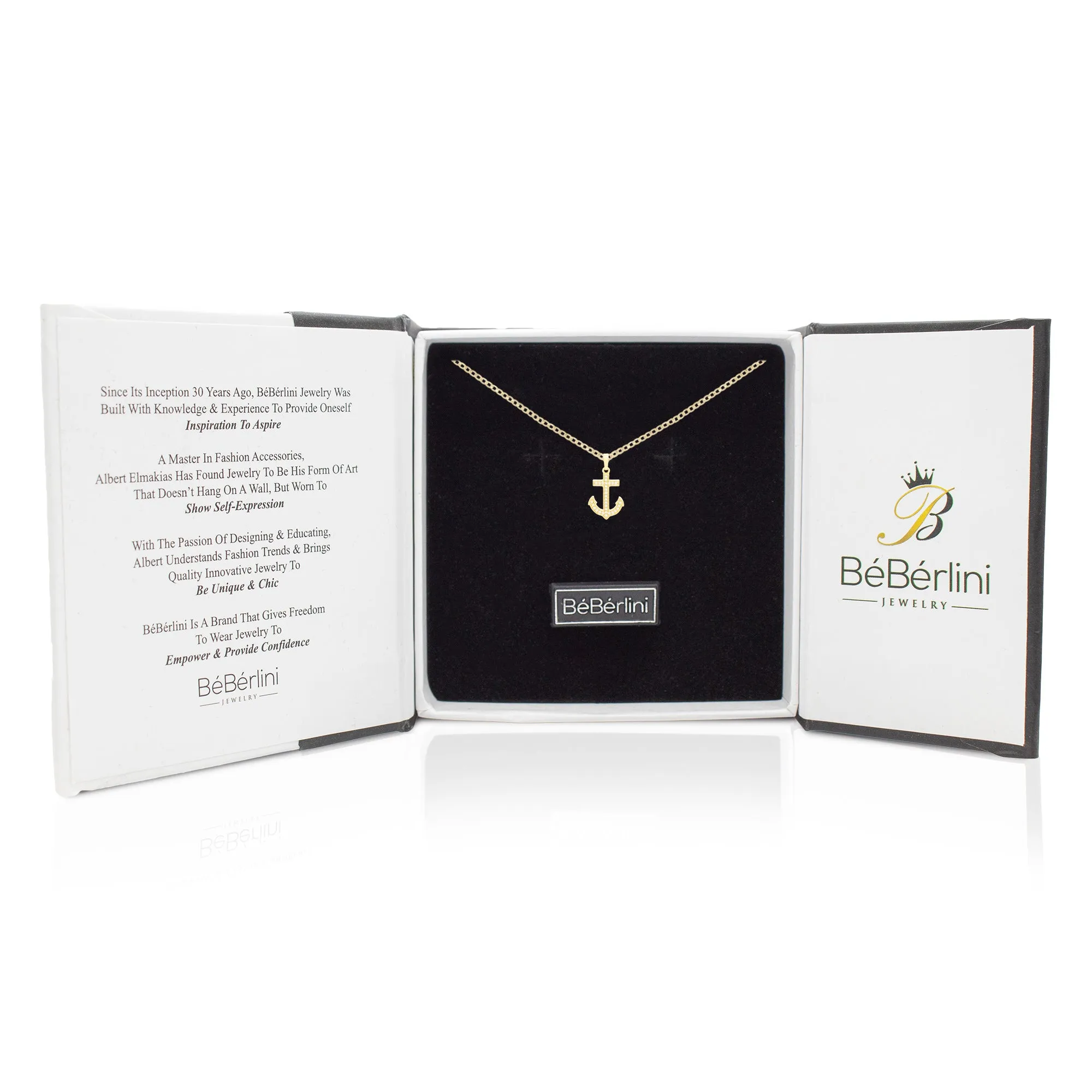 Cubic Zirconia Devil Anchor Cross Pendant 14K Gold Filled Necklace Set