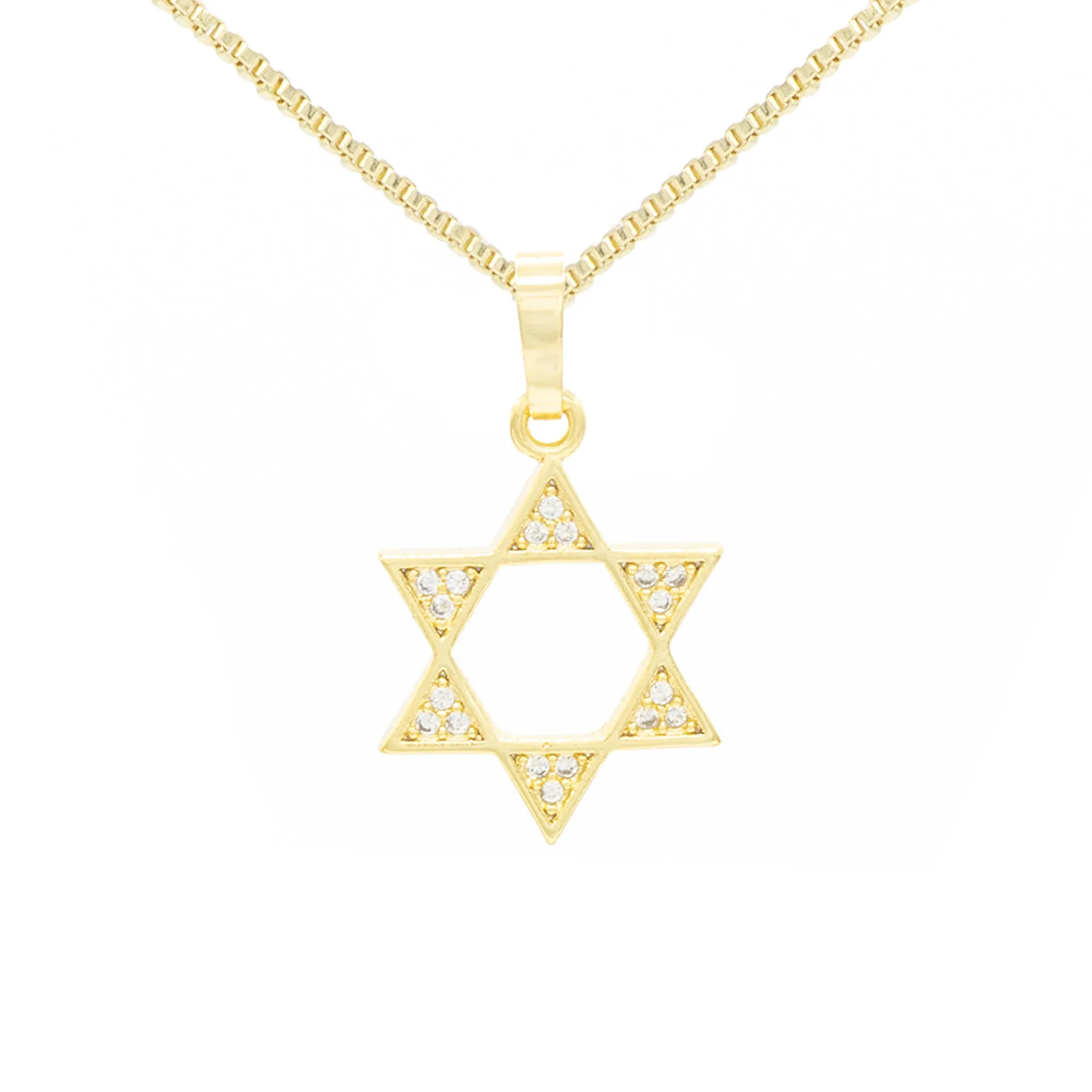 Cubic Zirconia Star Of David Pendant 14K Gold Filled Necklace Set