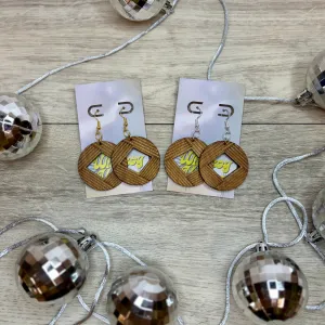 Deco Drift Dangle - Larger Size - Natural Wood Earrings