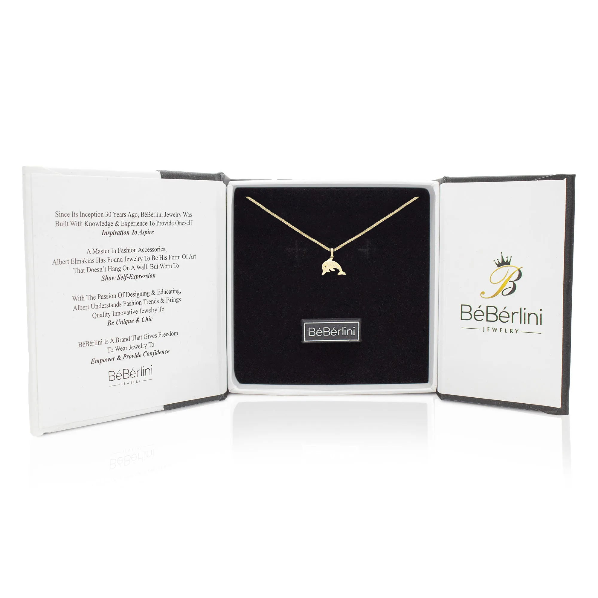 Dolphin Cubic Zirconia Pendant With 14K Gold Filled Necklace Set