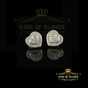King of Blings-0.10ct Diamond Heart Earring Yellow 925 Sterling Silver Stud For Men's & Women's