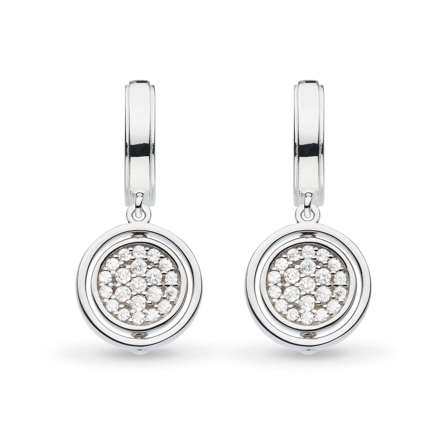 Kit Heath Revival Eclipse Lux CZ Spinning Semi Hoop Drop Earrings