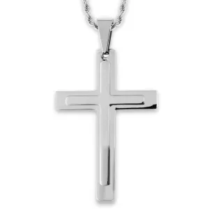 Men's Large Stainless Steel Layered Cross Necklace