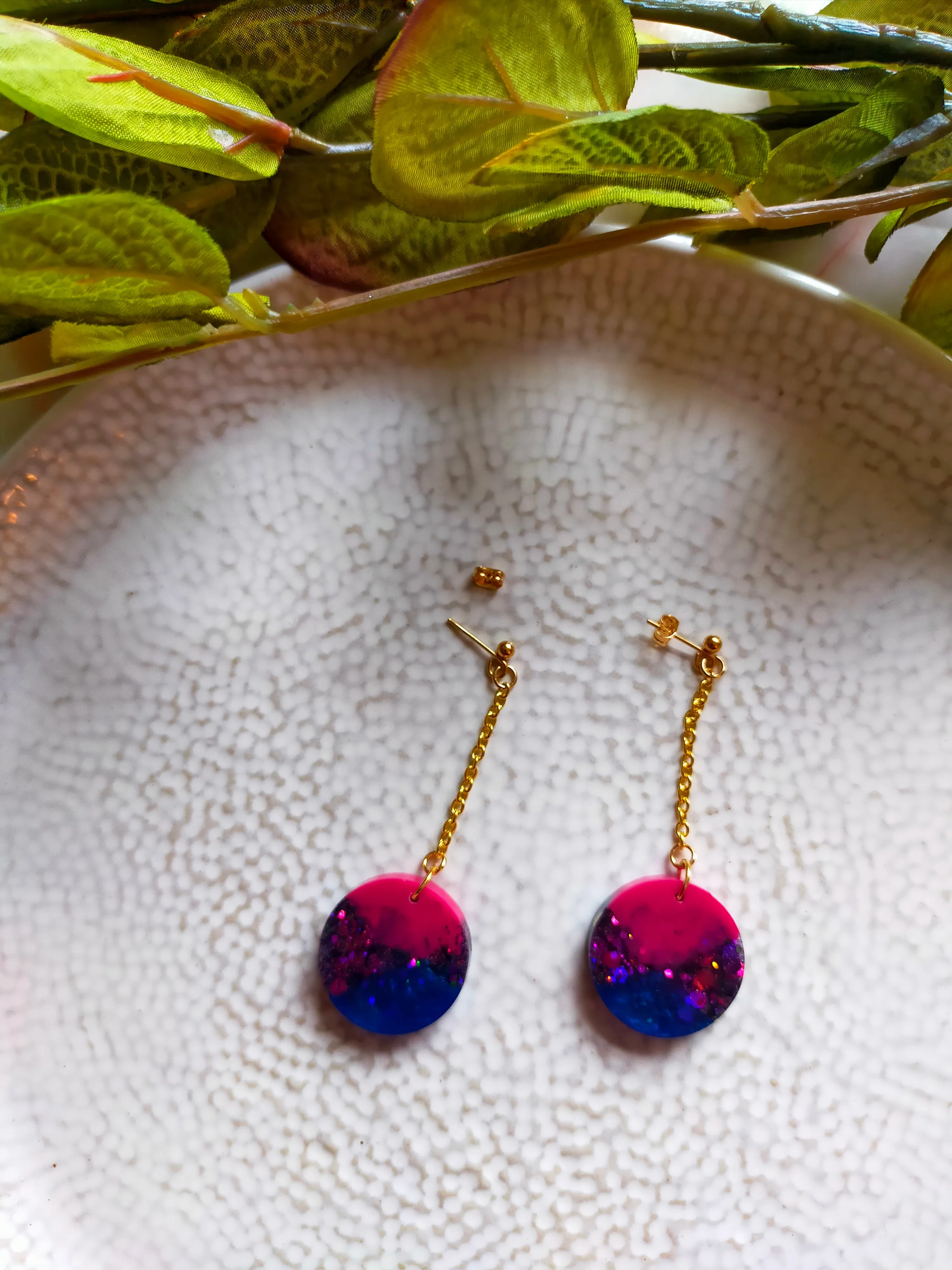 "Bailey Drop" Pink, Blue & Glitter Chain Drop Dangle Earrings
