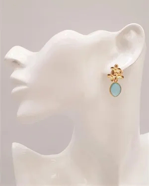 Santan Stud with Chalcedony Earrings