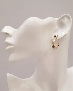 Small Petals Hoops with Freshwater Seed Pearl Earrings
