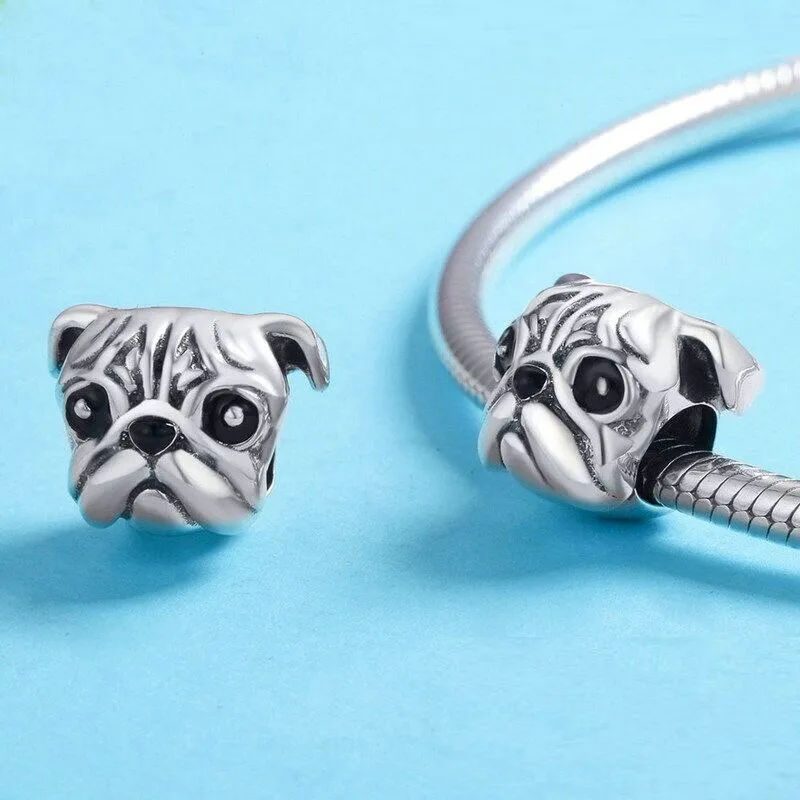 Sweet Pug Charm 925 Sterling Silver