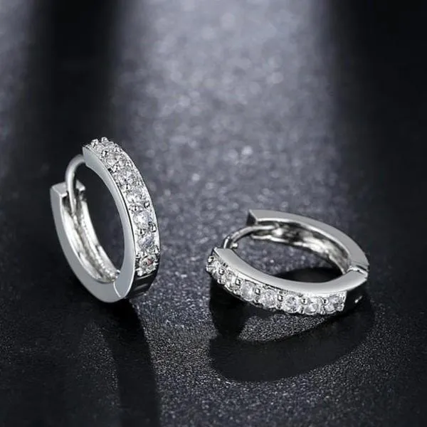 Touch of Sparkle CZ Huggie Hoop Earrings for Woman