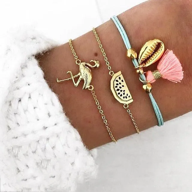Turtle Heart Pearl Wave LOVE Crystal Marble Charm Bracelets for Women