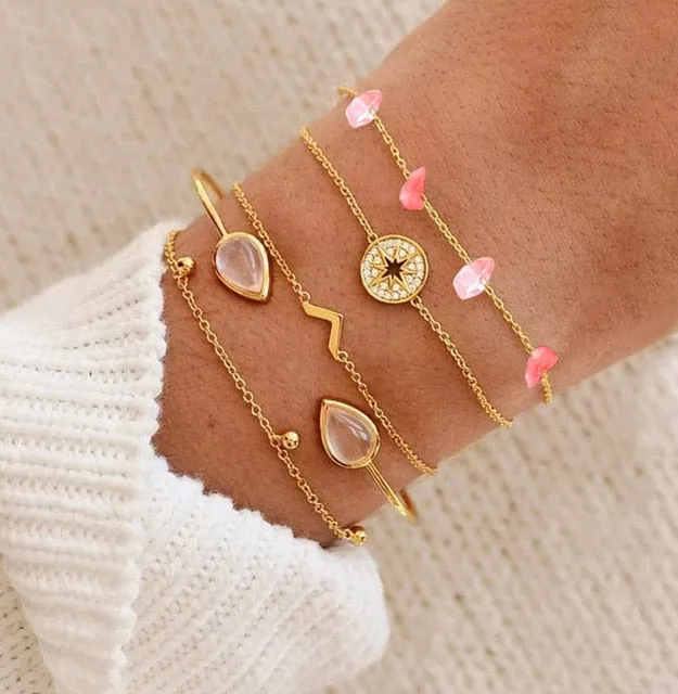 Turtle Heart Pearl Wave LOVE Crystal Marble Charm Bracelets for Women