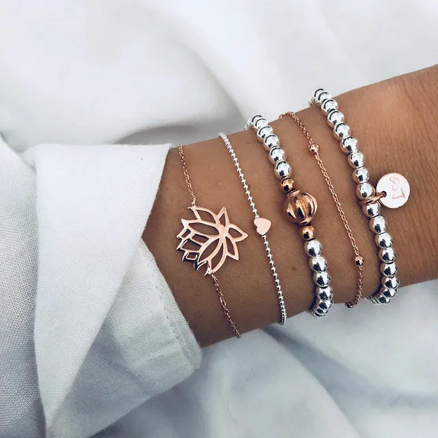 Turtle Heart Pearl Wave LOVE Crystal Marble Charm Bracelets for Women