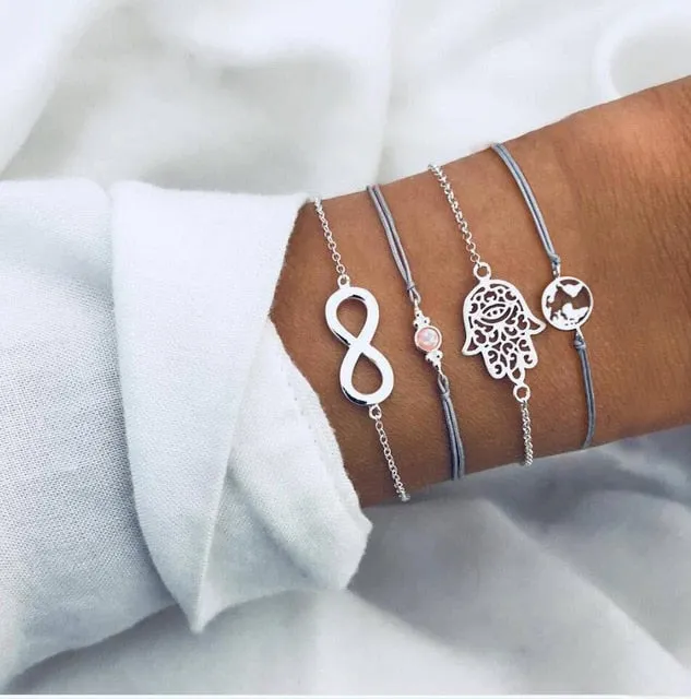 Turtle Heart Pearl Wave LOVE Crystal Marble Charm Bracelets for Women