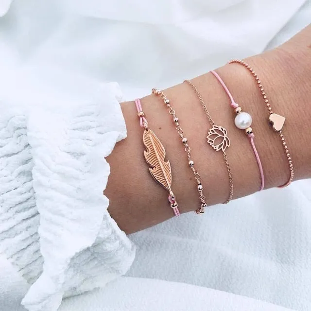Turtle Heart Pearl Wave LOVE Crystal Marble Charm Bracelets for Women