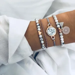 Turtle Heart Pearl Wave LOVE Crystal Marble Charm Bracelets for Women