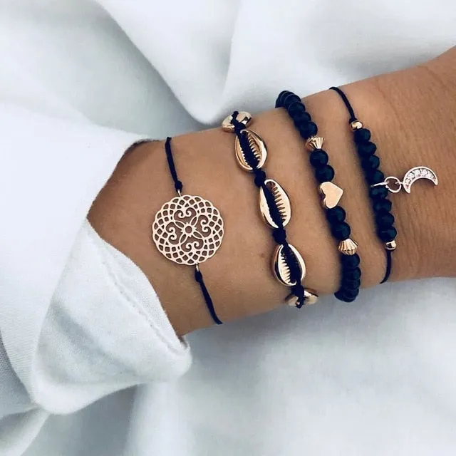 Turtle Heart Pearl Wave LOVE Crystal Marble Charm Bracelets for Women